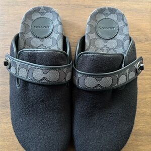 Coach Black Signature Pattern Clogs